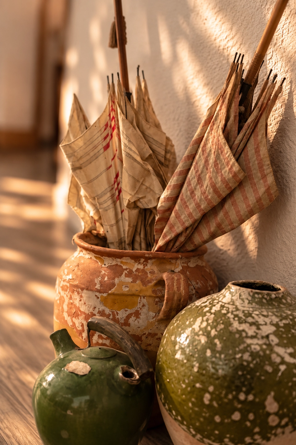 Objets et pinceaux dans la lumière