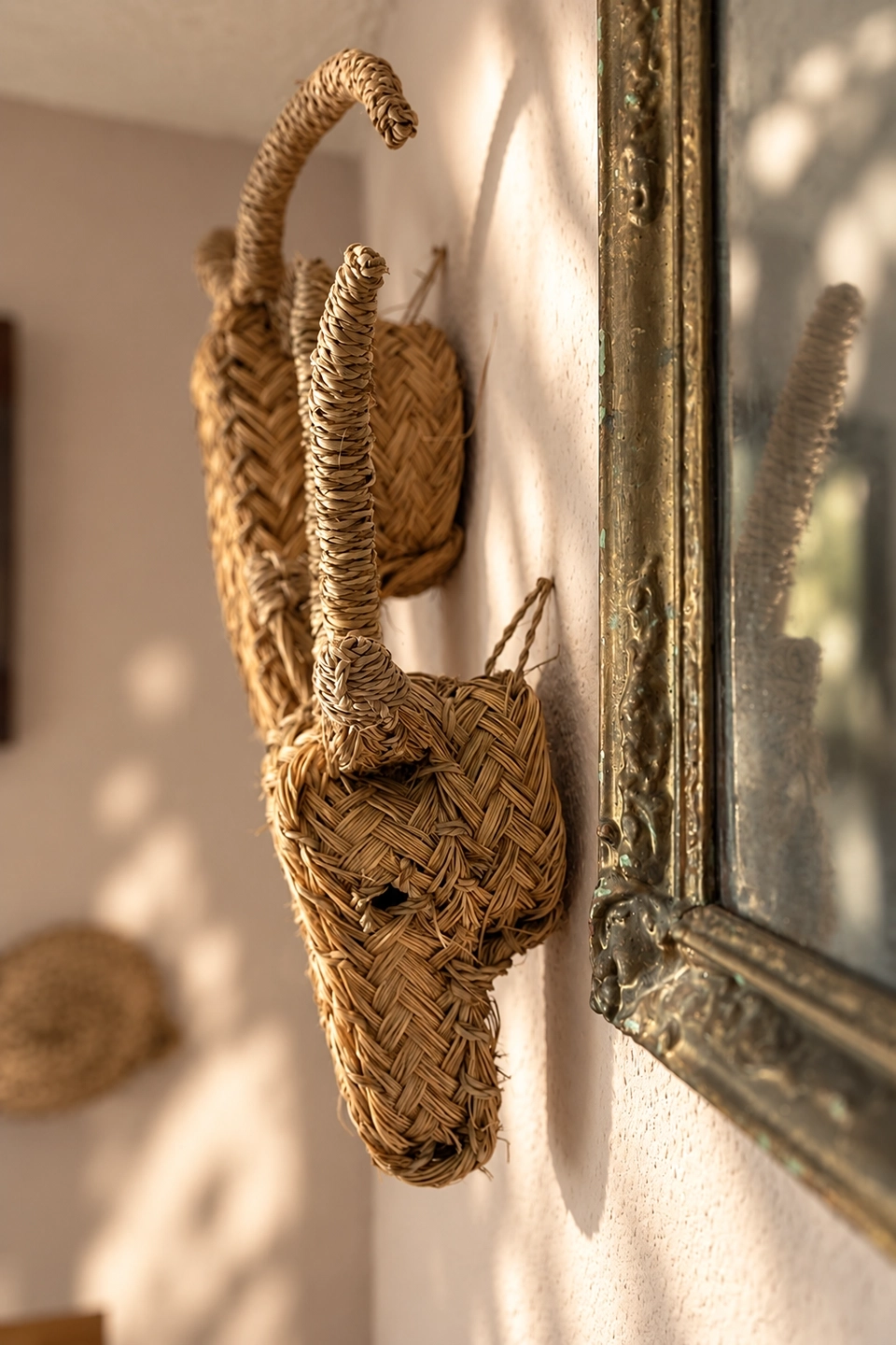 Décor tressé près du miroir