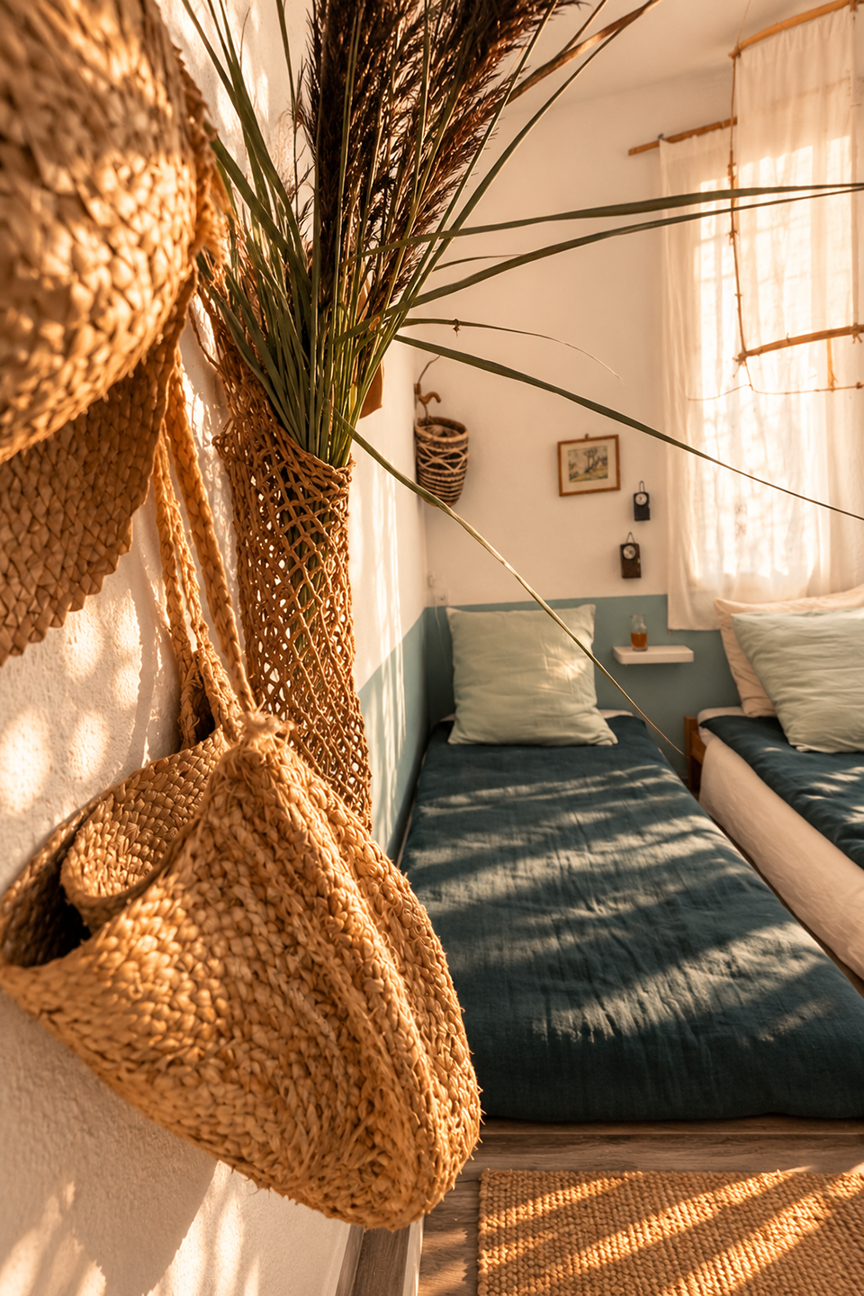 Chambre et matières tressées