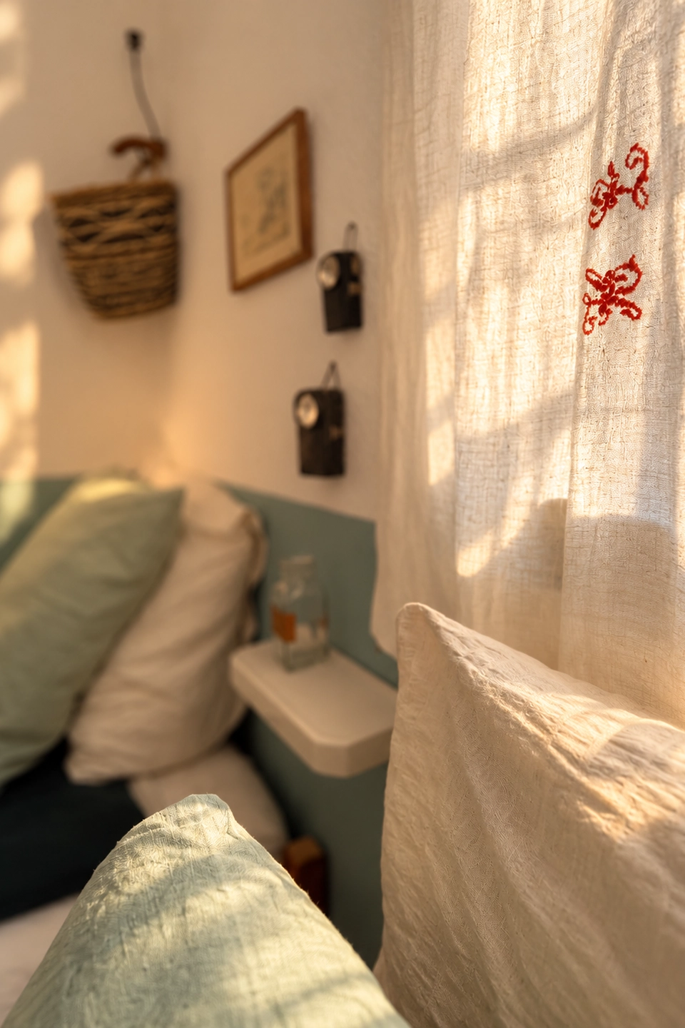 Détails du lit dans la lumière